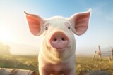 Close-up of a pig on a farm. AI generated