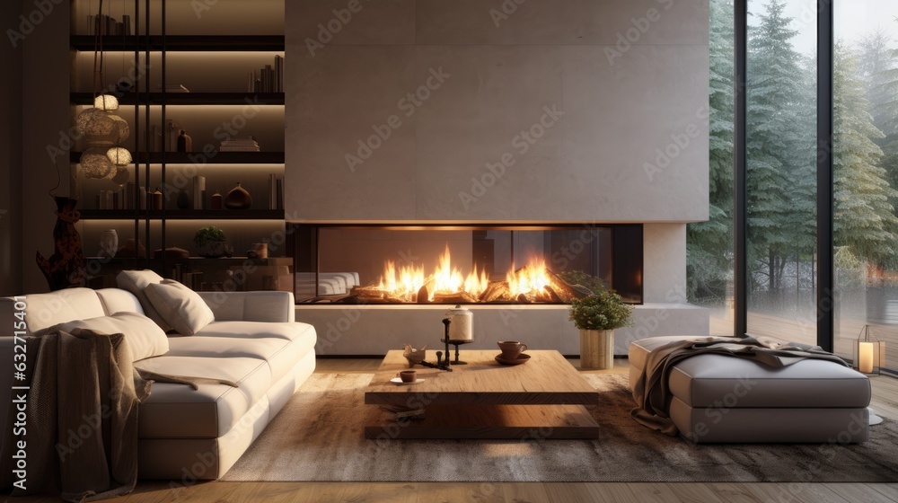 © MiguelAngel - Modern fireplace on the livingroom © MiguelAngel - Modern fireplace on the livingroom