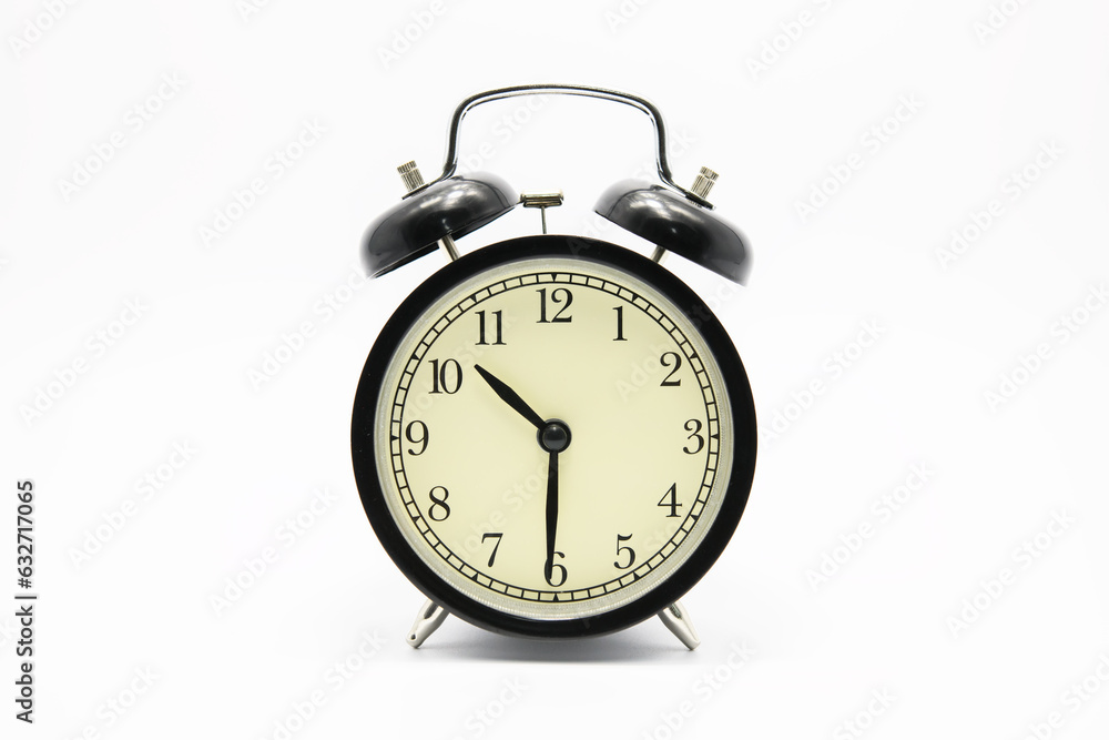 Black alarm clock isolated on white. Black alarm clock isolated on white.