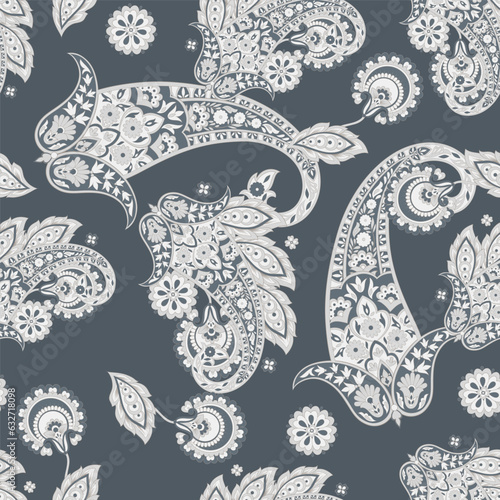 Floral paisley seamless pattern. damask vector background