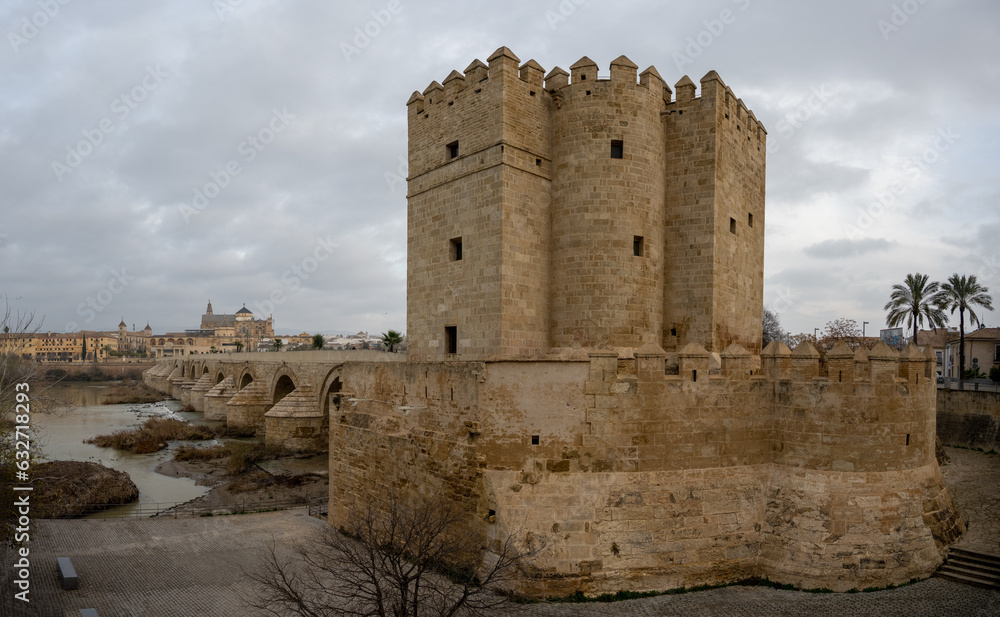 The Torre De Calahorra located on the banks of the Guadalquivir River guarding the Roman Bridge of Cordoba