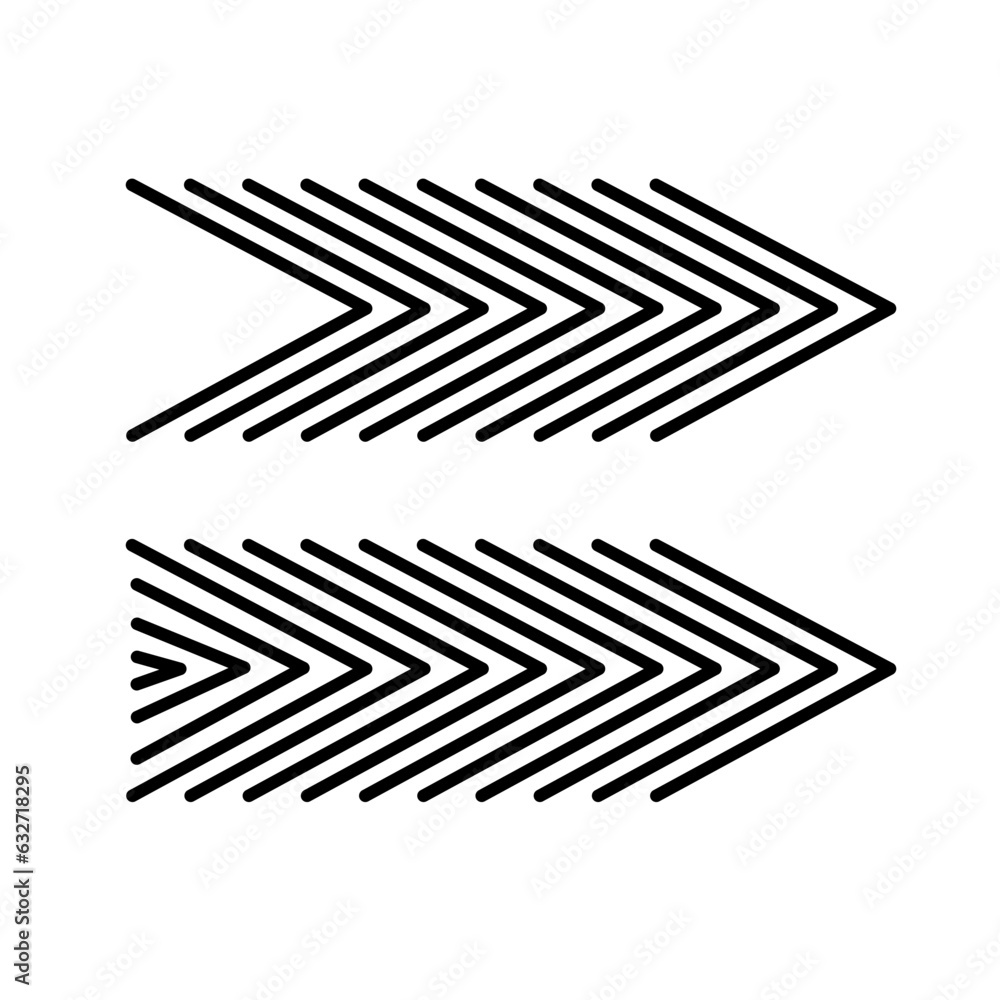 Arrows set simple hand drawn vector illustration, horizontal sign pointing direction to right Arrows set simple hand drawn vector illustration, horizontal sign pointing direction to right
