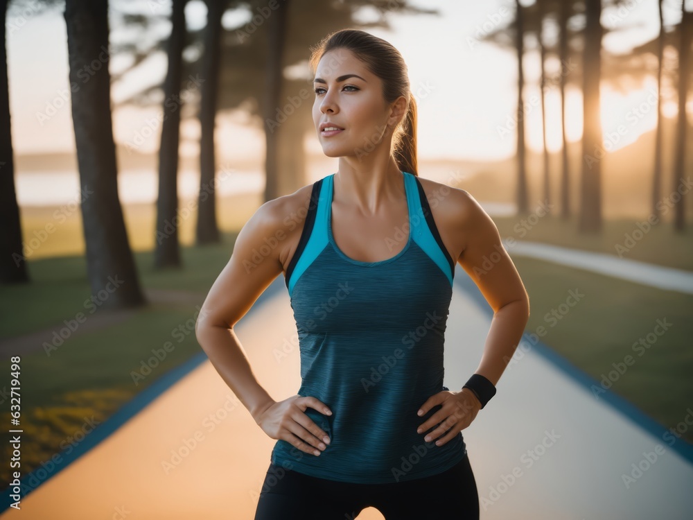 Woman warming up for a morning workout outdoors