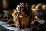 Peanut butter cup ice cream in a chocolate-dipped cone, Ice cream, 
