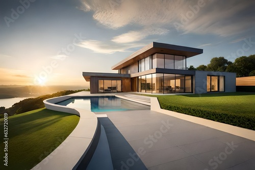 modern house with garden