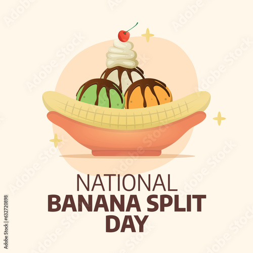 national banana split day design template good for celebration. banana split illustration design. vector illustration. flat design. eps 10.