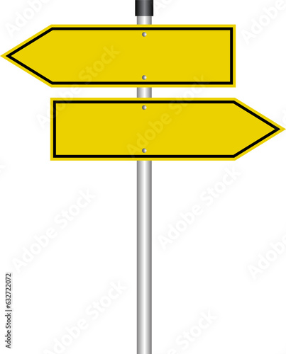 Old Way, New Way Black and Yellow Sign Pointing Opposite Directions on Transparent Background