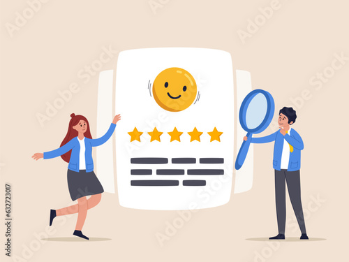 Customer trust concept. Reputation management team monitor online feedback rating to improve brand positive rank and gain, marketing team monitor and analyze stars rating to increase satisfaction.
