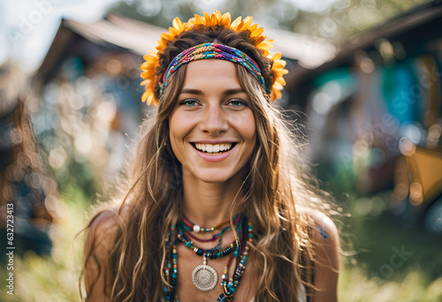 Платно Beautiful smiling hippy woman