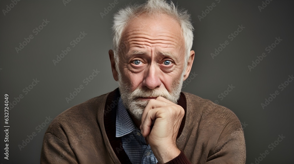 An older man, with a worried expression An older man, with a worried expression
