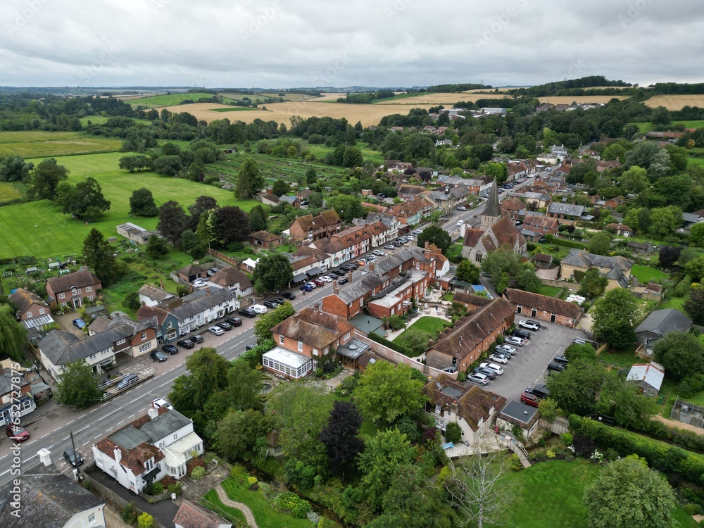 .Stockbridge Village Hampshire UK drone,aerial  view