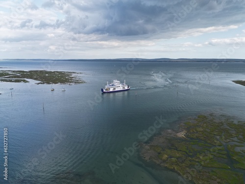Isle of Wight ferry arriving in Lymington UK drone,aerial
