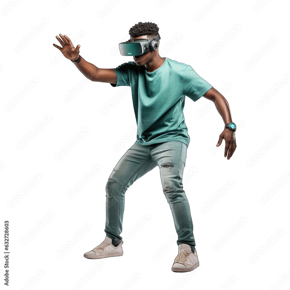 Virtual reality experience with VR headset on transparent background, generative ai Virtual reality experience with VR headset on transparent background, generative ai