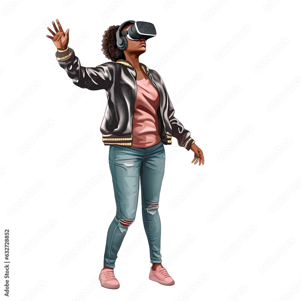 Virtual reality experience with VR headset on transparent background, generative ai Virtual reality experience with VR headset on transparent background, generative ai