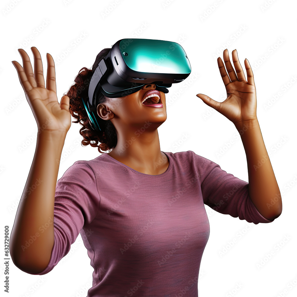 Virtual reality experience with VR headset on transparent background, generative ai Virtual reality experience with VR headset on transparent background, generative ai