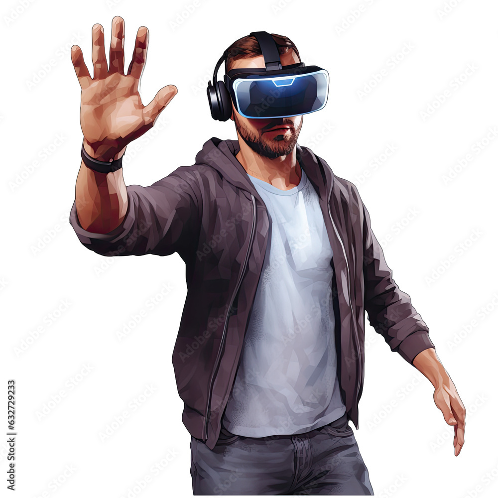 Virtual reality experience with VR headset on transparent background, generative ai Virtual reality experience with VR headset on transparent background, generative ai