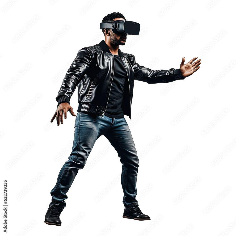 Virtual reality experience with VR headset on transparent background, generative ai Virtual reality experience with VR headset on transparent background, generative ai