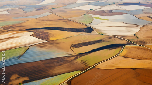 Aerial view of vast agricultural fields photo