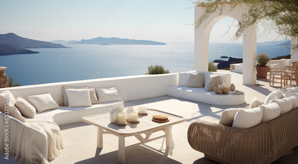terrace with sea view generativa IA