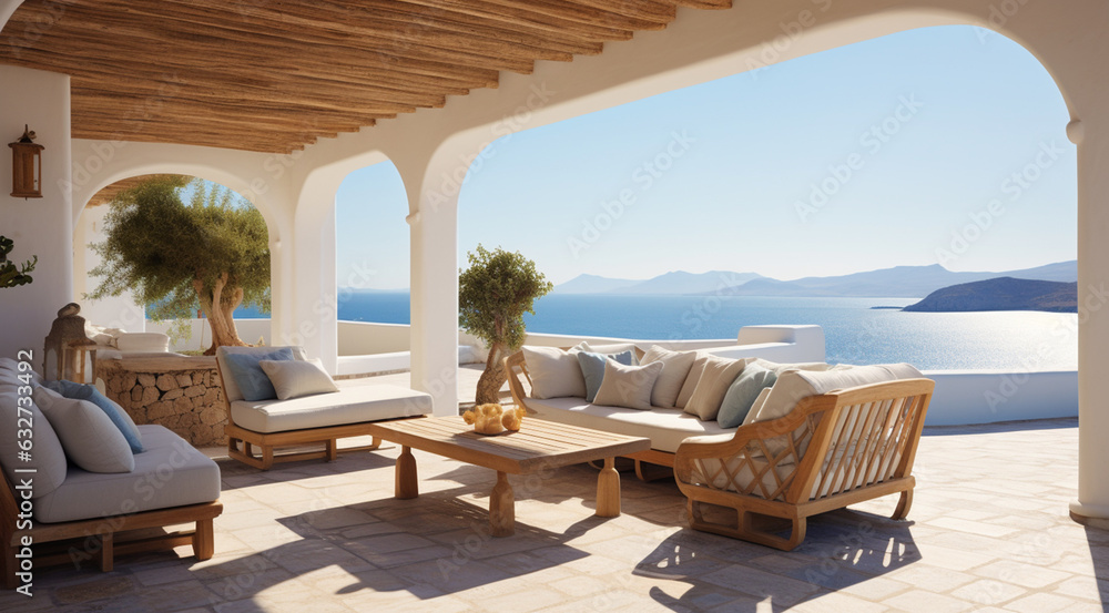 summer terrace with sea view generativa IA