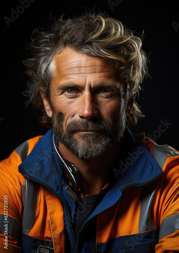 A Portrait of Tradesman Against a Black Background © simon