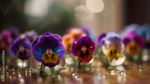 Whimsical Pansies Bouquets of Flowers  bokeh 