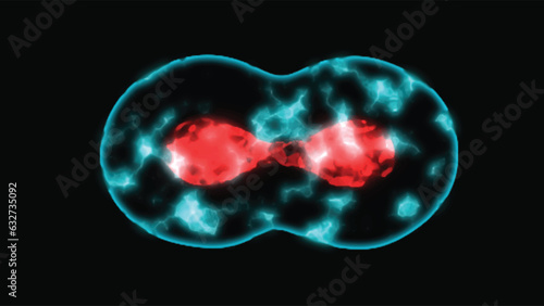 Process division of cell, Human Cell Division under a microscope. Cell division. Biology concept.  3d illustration