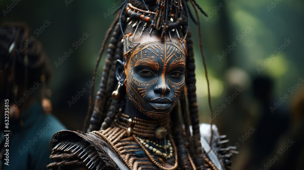 Close-up of a woman with african skin on her face. Karo woman in Omo Valley, Ethiopia. Close-up of a woman with african skin on her face. Karo woman in Omo Valley, Ethiopia.