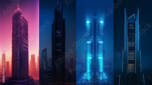 Glowing Skyscrapers: Futuristic Minimalist Architecture, 