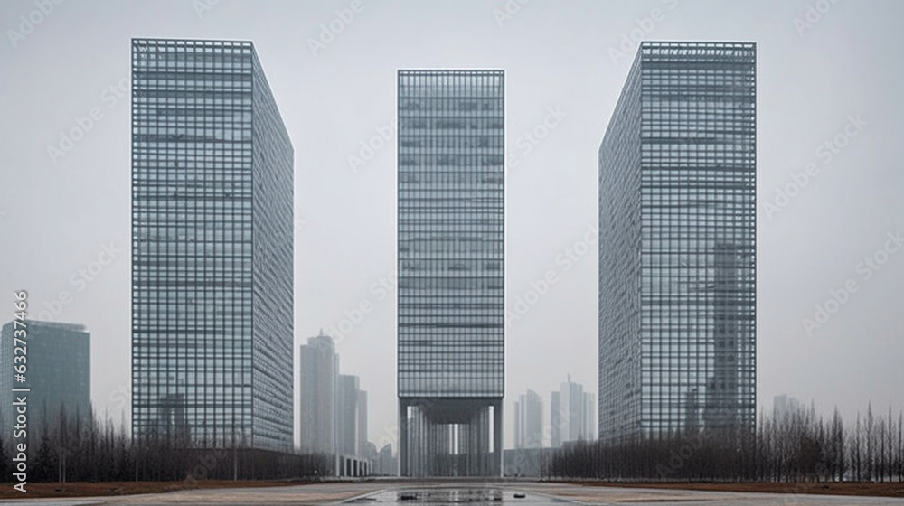 Symmetrical Skyscrapers: Futuristic Minimalist Architecture, 