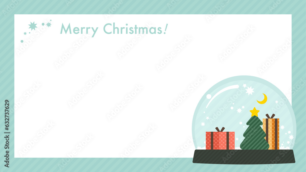 Merry Christmas material. Vector cartoon illustration of a glass snow globe with presents and a Christmas tree and the moon with a star inside. isolated on background.