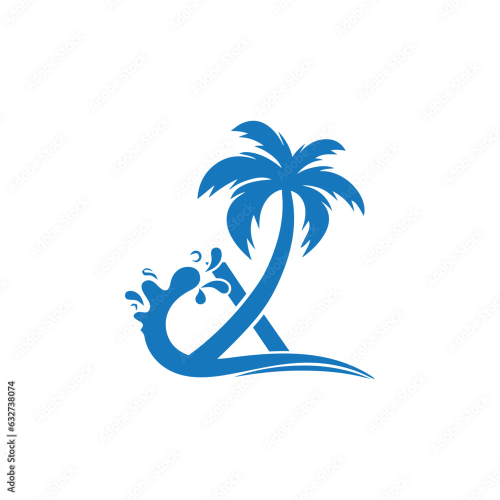 x palm tree Logo Design