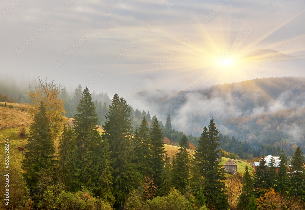 Mystical Tranquility: Autumnal Serenity in the Misty Mountains