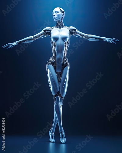 Feminine Humanoid Ballet Dancer. AI Robotic Android Balerina.