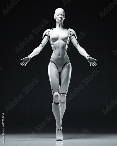 Feminine Humanoid Ballet Dancer. AI Robotic Android Balerina.