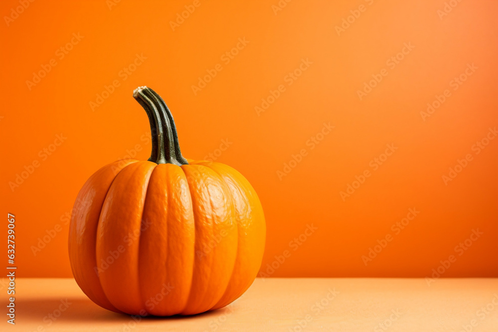 pumpkin on orange background, banner with copy space pumpkin on orange background, banner with copy space