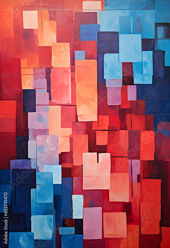 Blue and red abstract geometric background 