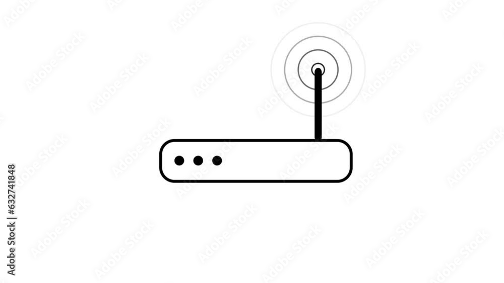 Vidéo Stock Simple Router icon and wi fi signal, radio wave looping ...
