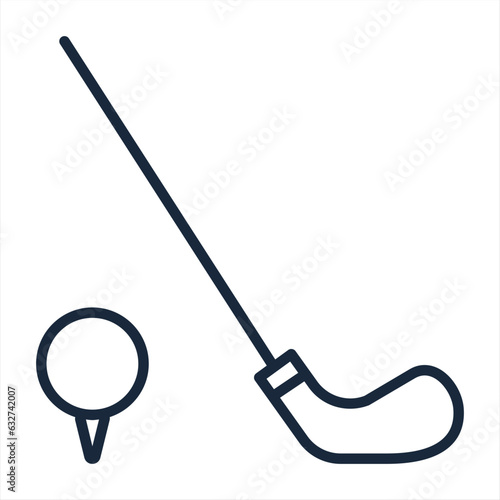 Golf line icon. Golf ball and putter outline style pictogram on beige background. Sport signs mobile concept web design. Vector graphics.