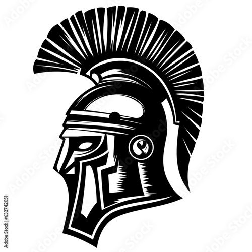 Roman Solider helmet black and white vector illustration, Spartan warrior helmet stock vector image
