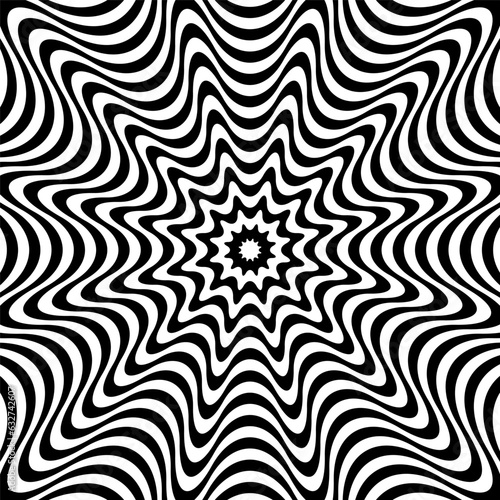 Fotografie 3D Illusion in Abstract Op Art Wavy Lines Pattern.