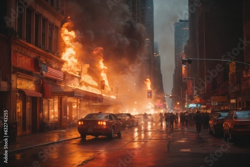 Blazing Chaos Engulfs Streets, Buildings, and Cars in a Fiery Spectacle