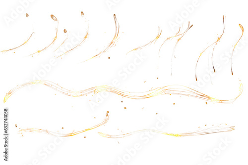 Set of gold glitter isolated on transparent background PNG cutout , Christmas decoration , shiny golden design , ai generative