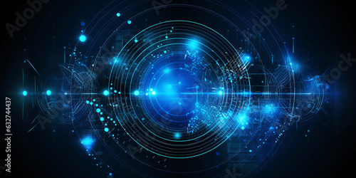 Futuristic computer digital themed tech blue background. Generative AI.