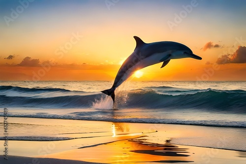 dolphin jumping at sunset © rabia