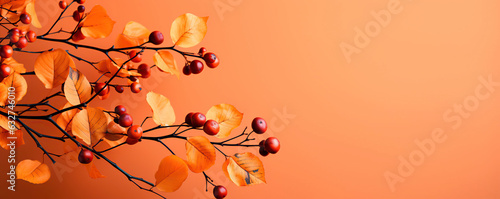 Immerse yourself in nature s beauty with this captivating background displaying tree branches and falling leaves  perfect for your autumn-themed creations. Ai Generated