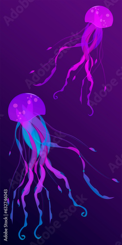 Photography jellyfish purple, illustration, vector, animal, ocean.