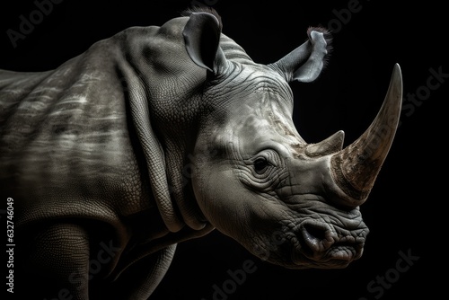 Rhino Rhinoceros Dangerous Big Horn Face, AI generated © GalleryGlider