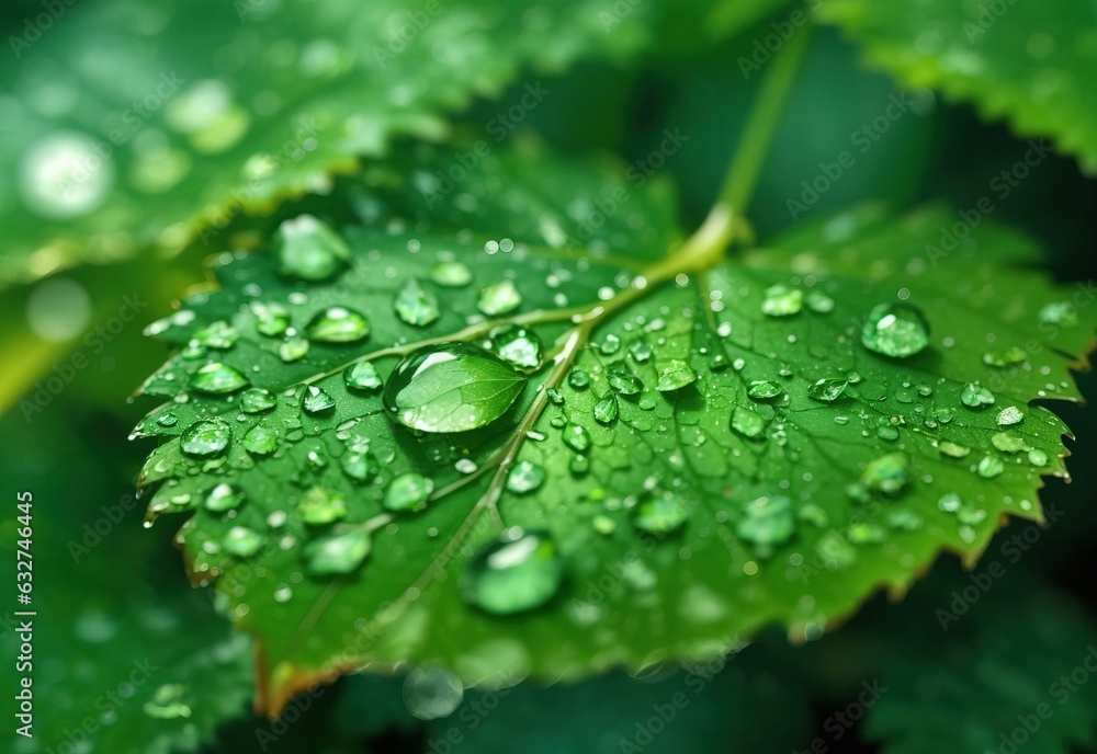 Water drops on green leaf abstract background. Raindrops, water on leaf Water drops on green leaf abstract background. Raindrops, water on leaf