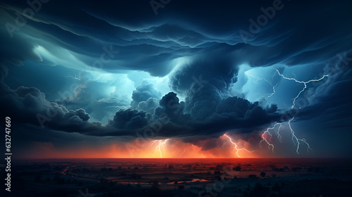  Tornado s Wrath  The Fury of Nature Unleashed   Vortex  Twister  Super cells  Lightning  thunder  multicolored sky   apocalypse     created with generative AI technology